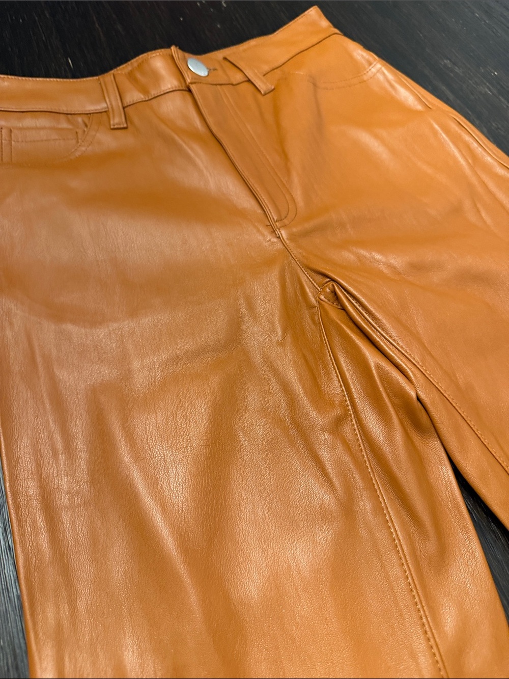 INC International Concepts Orange Faux Leather Wide-Leg Pants - Picture 5 of 7